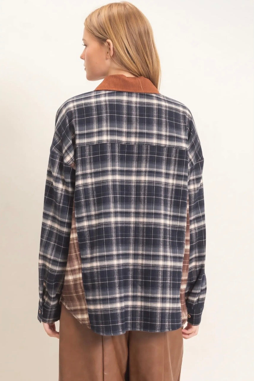 Preorder Plaid Button Up ft. Corduroy Collar