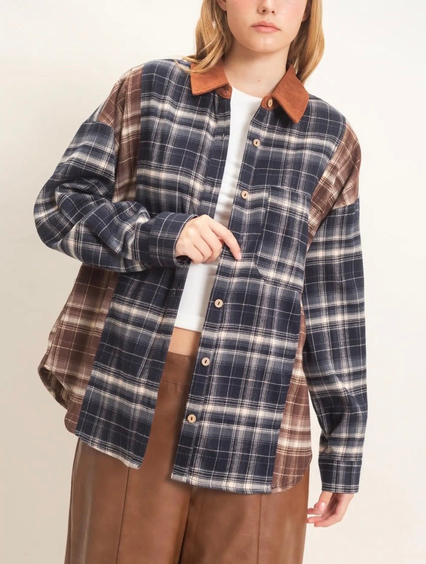 Preorder Plaid Button Up ft. Corduroy Collar