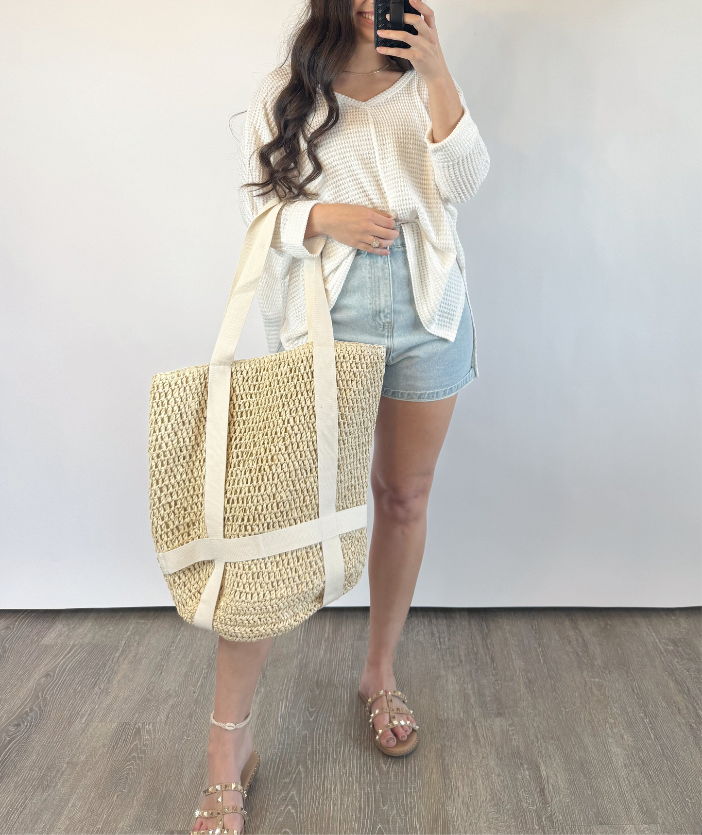 hat carrier tote bag — natural