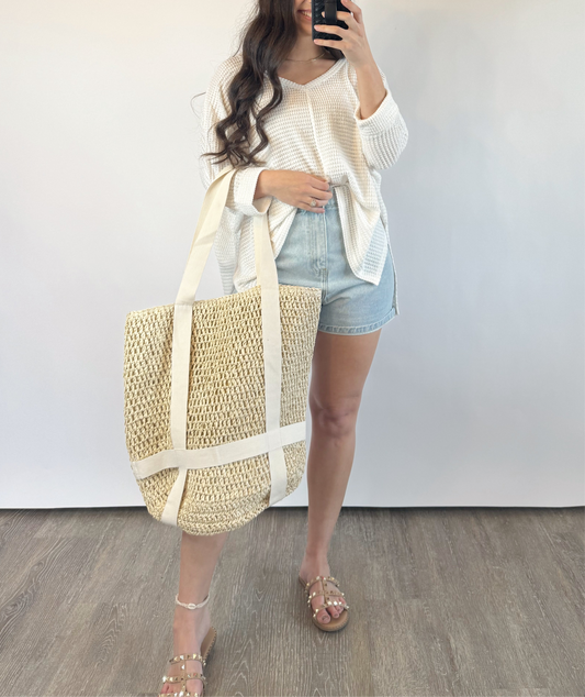 hat carrier tote bag — natural