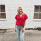 Red Waffle Cardi