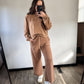 lounge sweatshirt set — camel