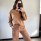 lounge sweatshirt set — camel