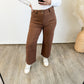 mocha wide leg crop pant