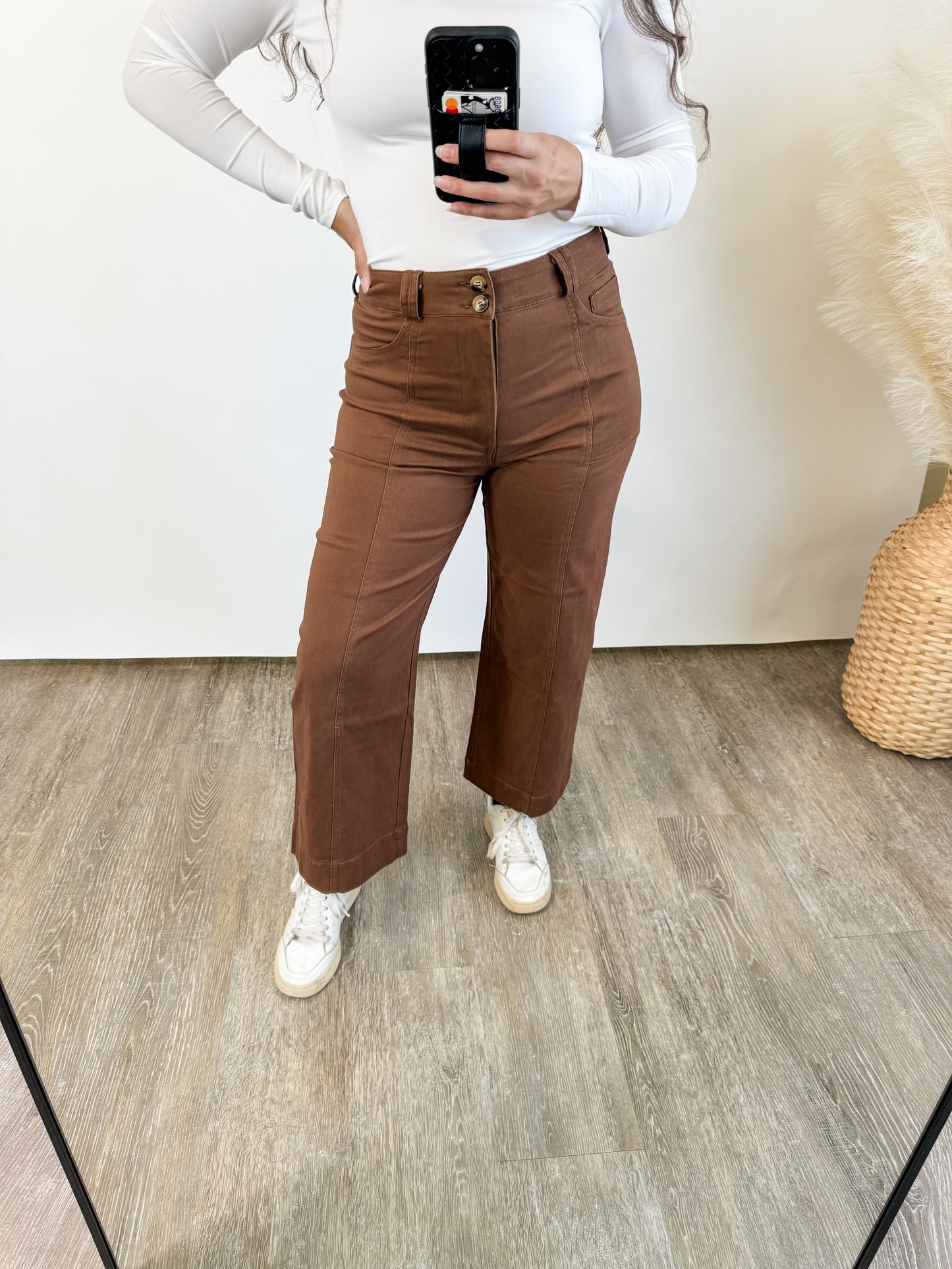 mocha wide leg crop pant