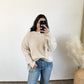 cream fringe sleeve sweater