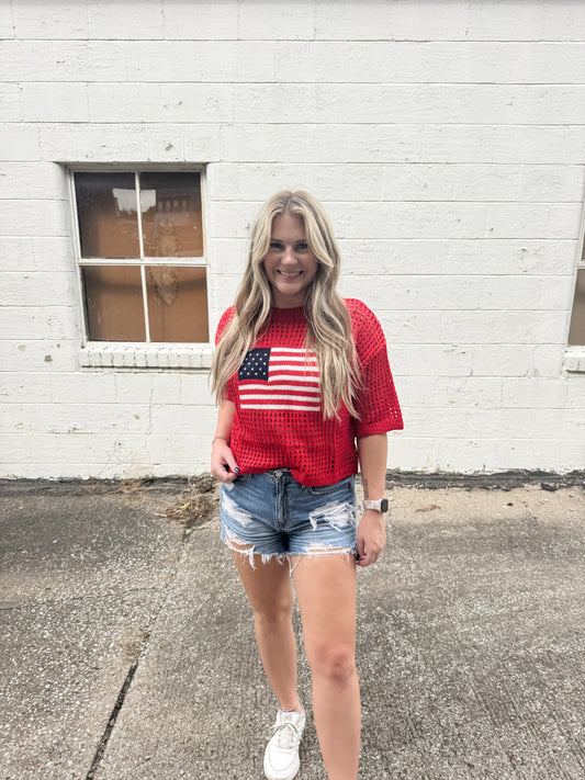 Flag Crochet Sweater Top