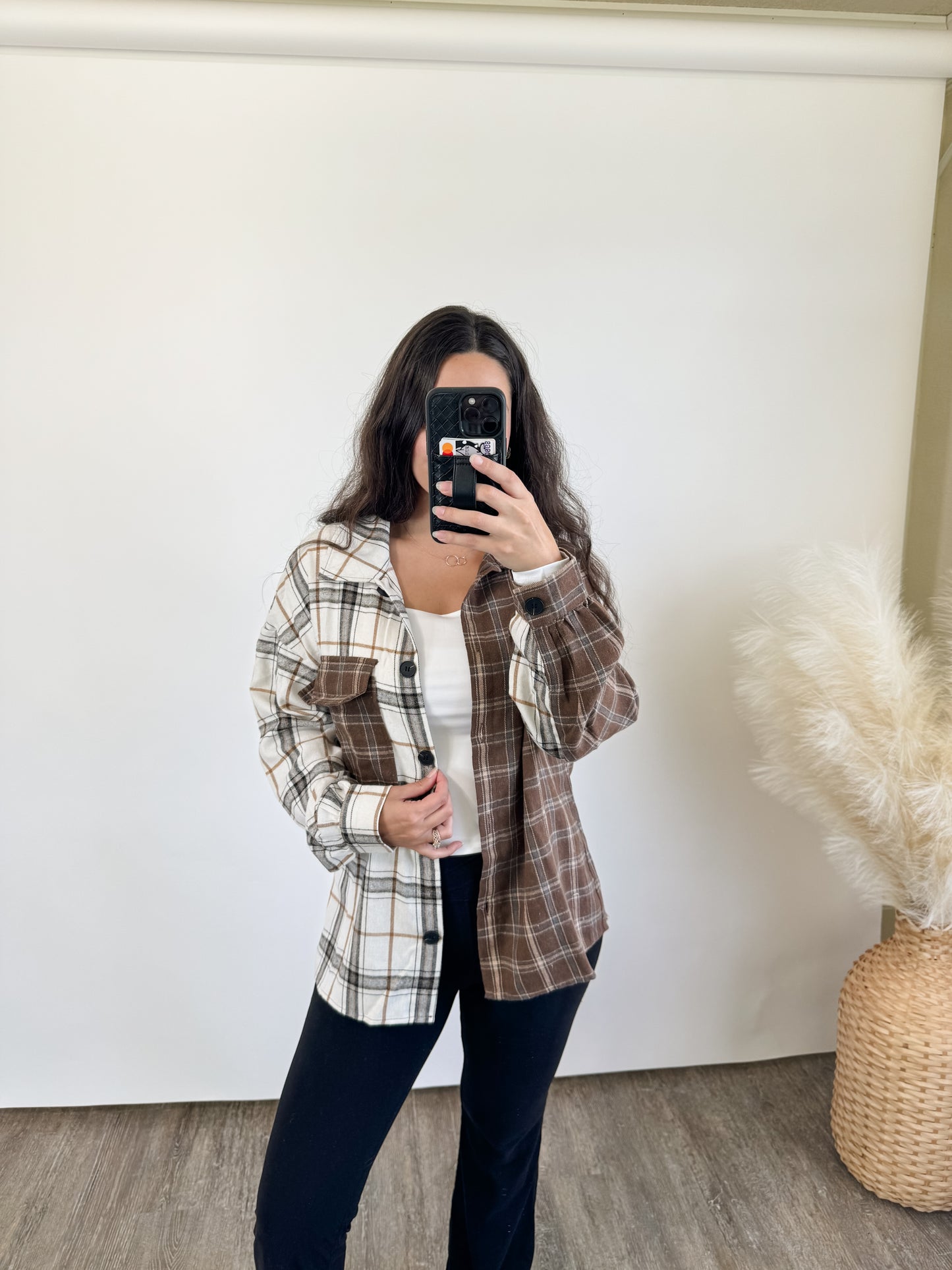 hello fall plaid button down