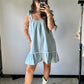 any season tie denim dress