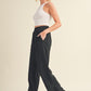 wide leg scuba pants with side slit