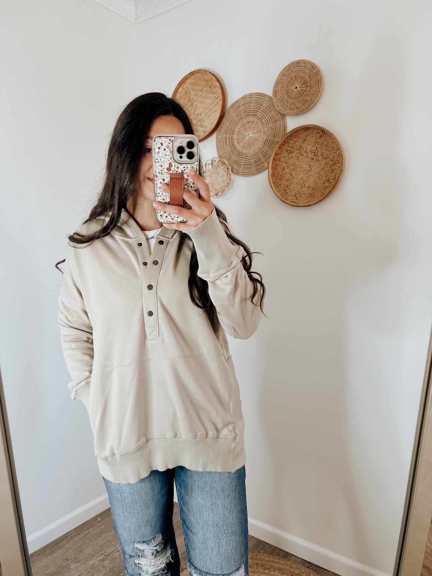 Go To Henley Hoodie — Taupe