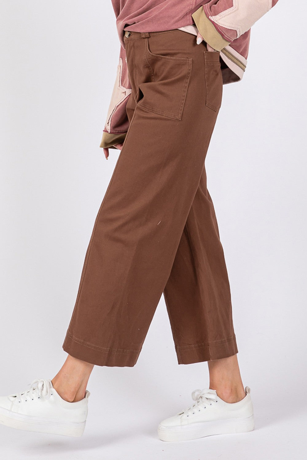 mocha wide leg crop pant