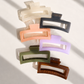 Jumbo Size Jelly Rectangular Acrylic Hair Claw Clip: Ivory