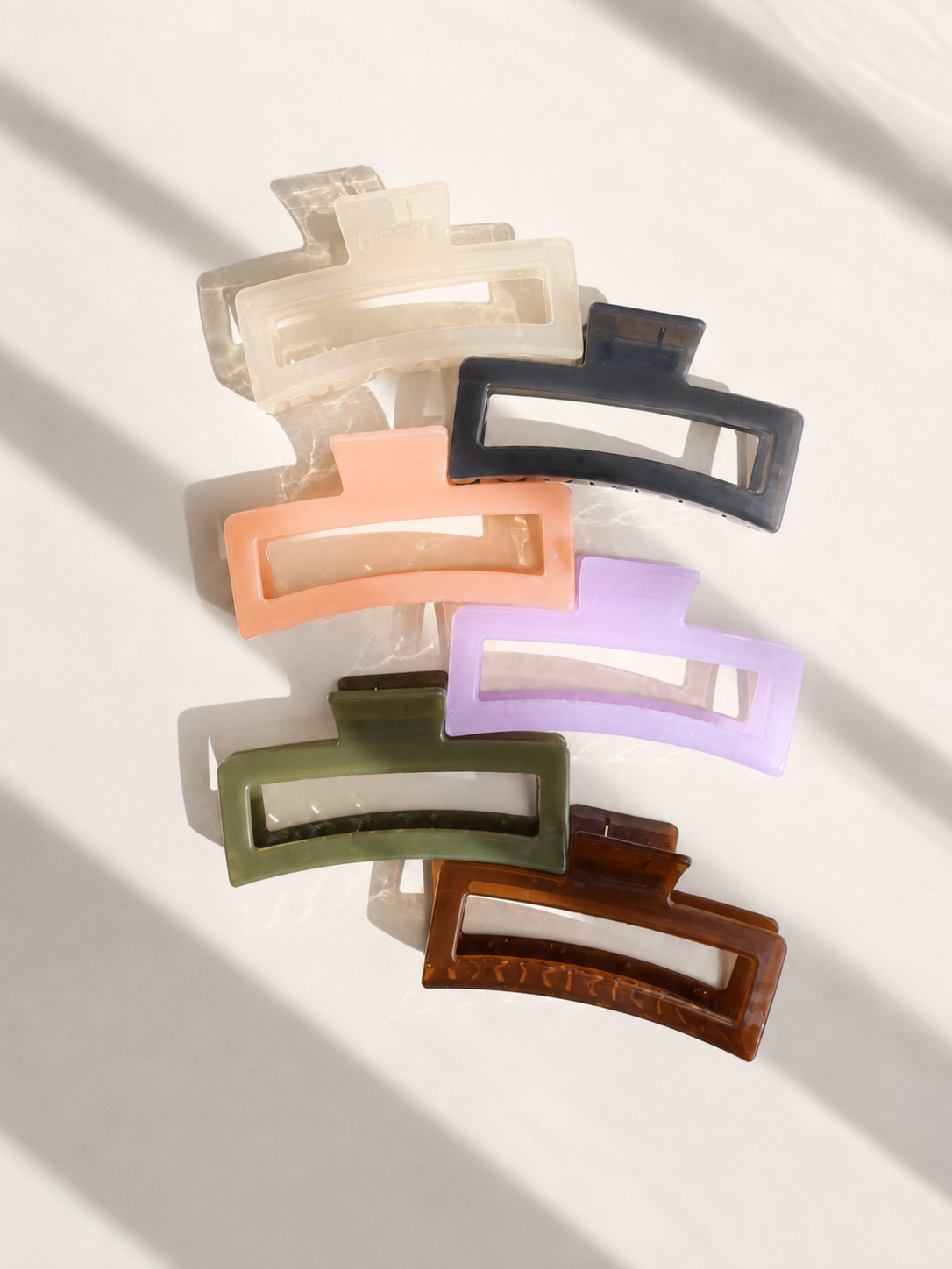 Jumbo Size Jelly Rectangular Acrylic Hair Claw Clip: Amber Brown