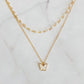 Layered Pearl Chain Butterfly Necklace