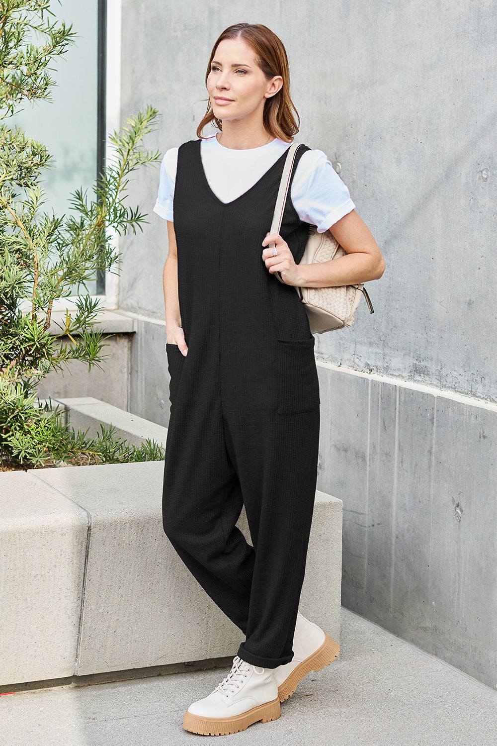 casual waffle jumpsuit