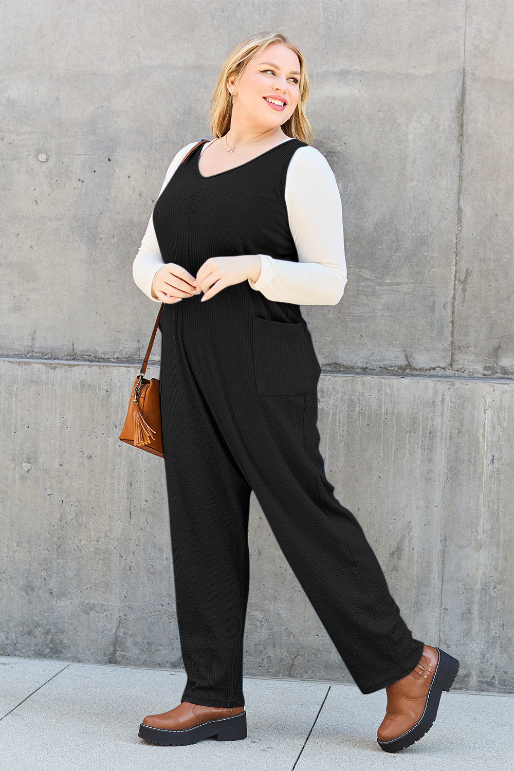 casual waffle jumpsuit