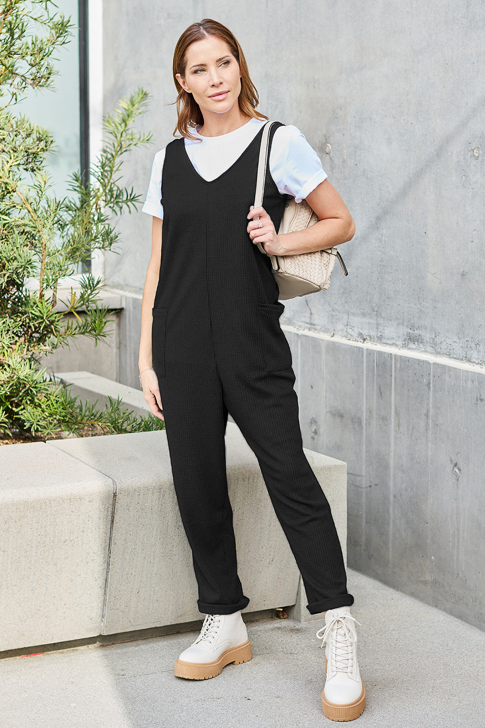 casual waffle jumpsuit