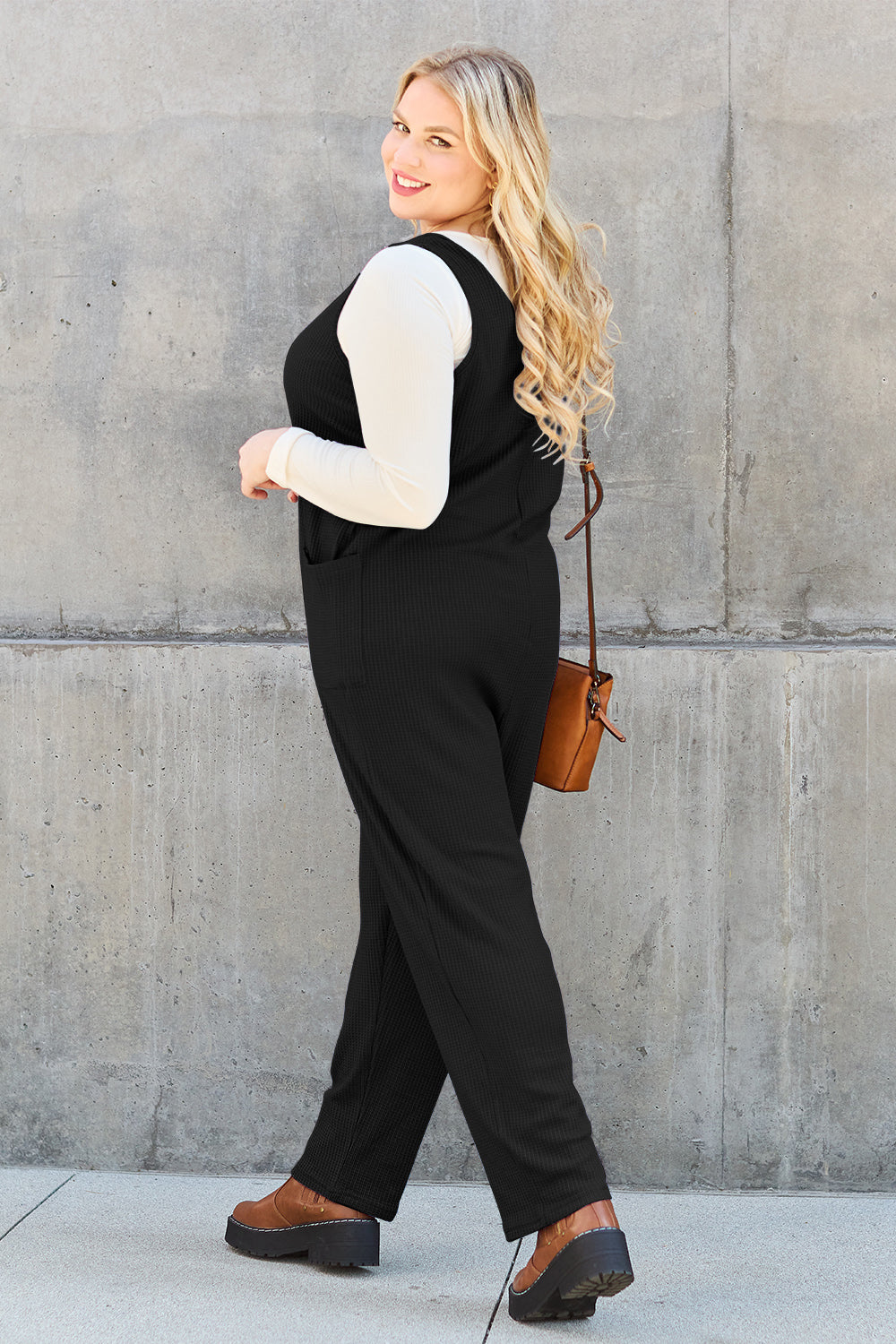 casual waffle jumpsuit