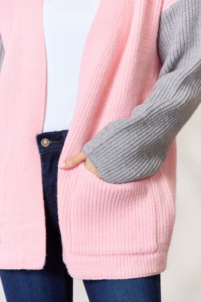 soft pink contrast cardi