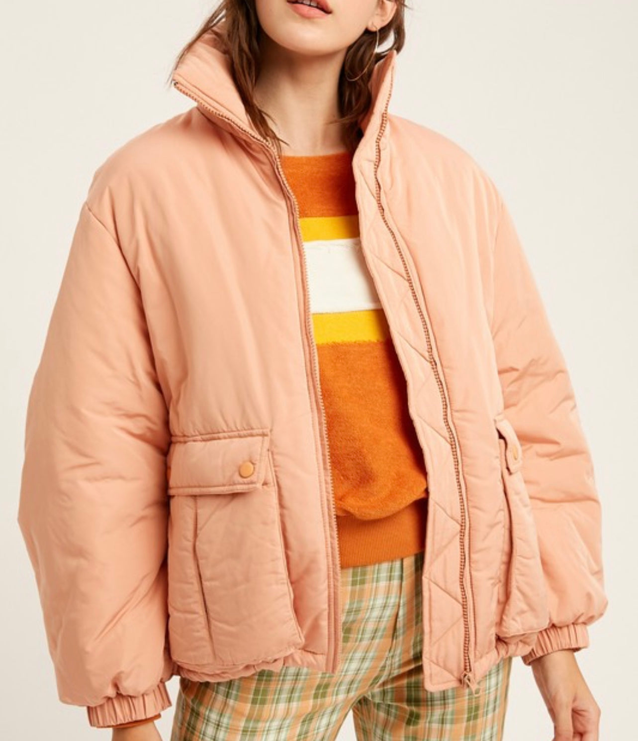 Peach best sale puffer jacket